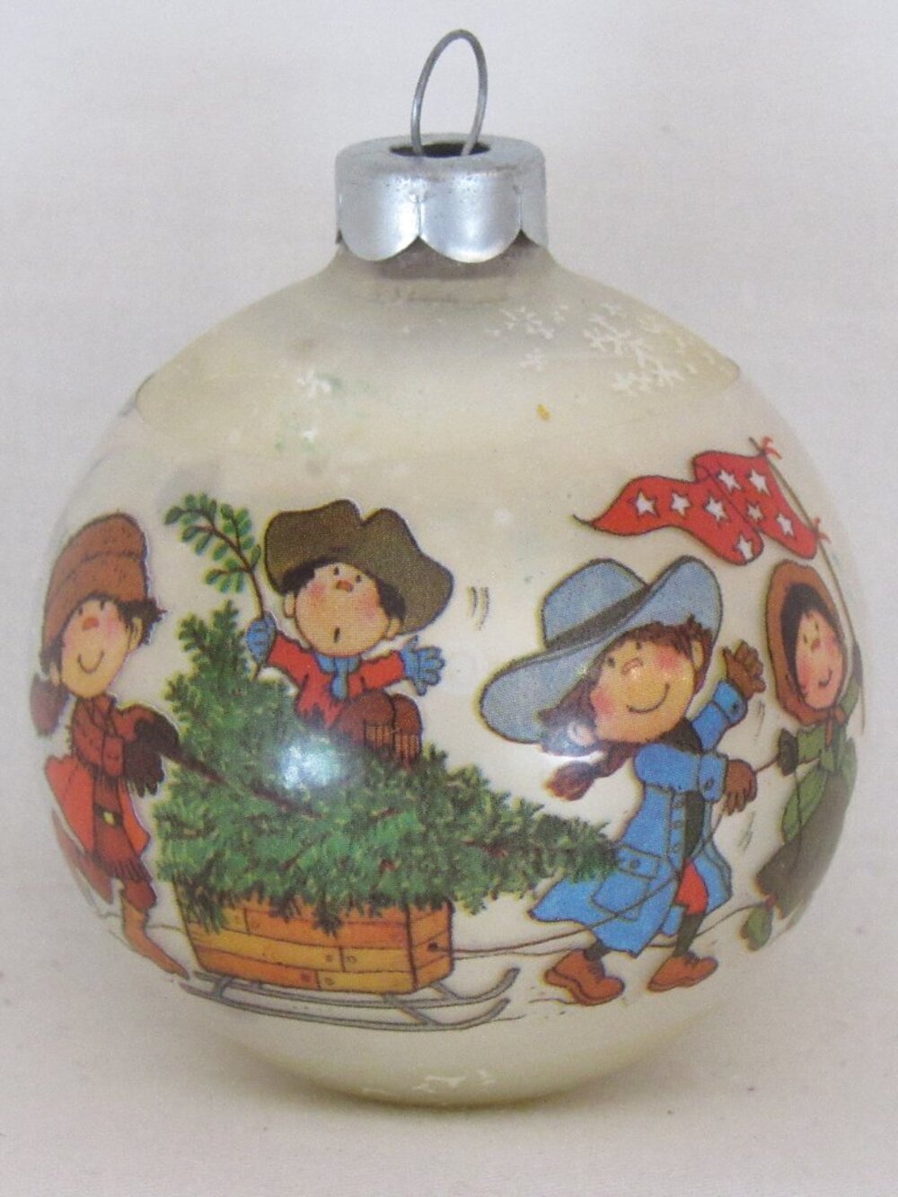 1976 Hallmark Joan Walsh Anglund Glass Christmas Ornament Ball Colonial Children